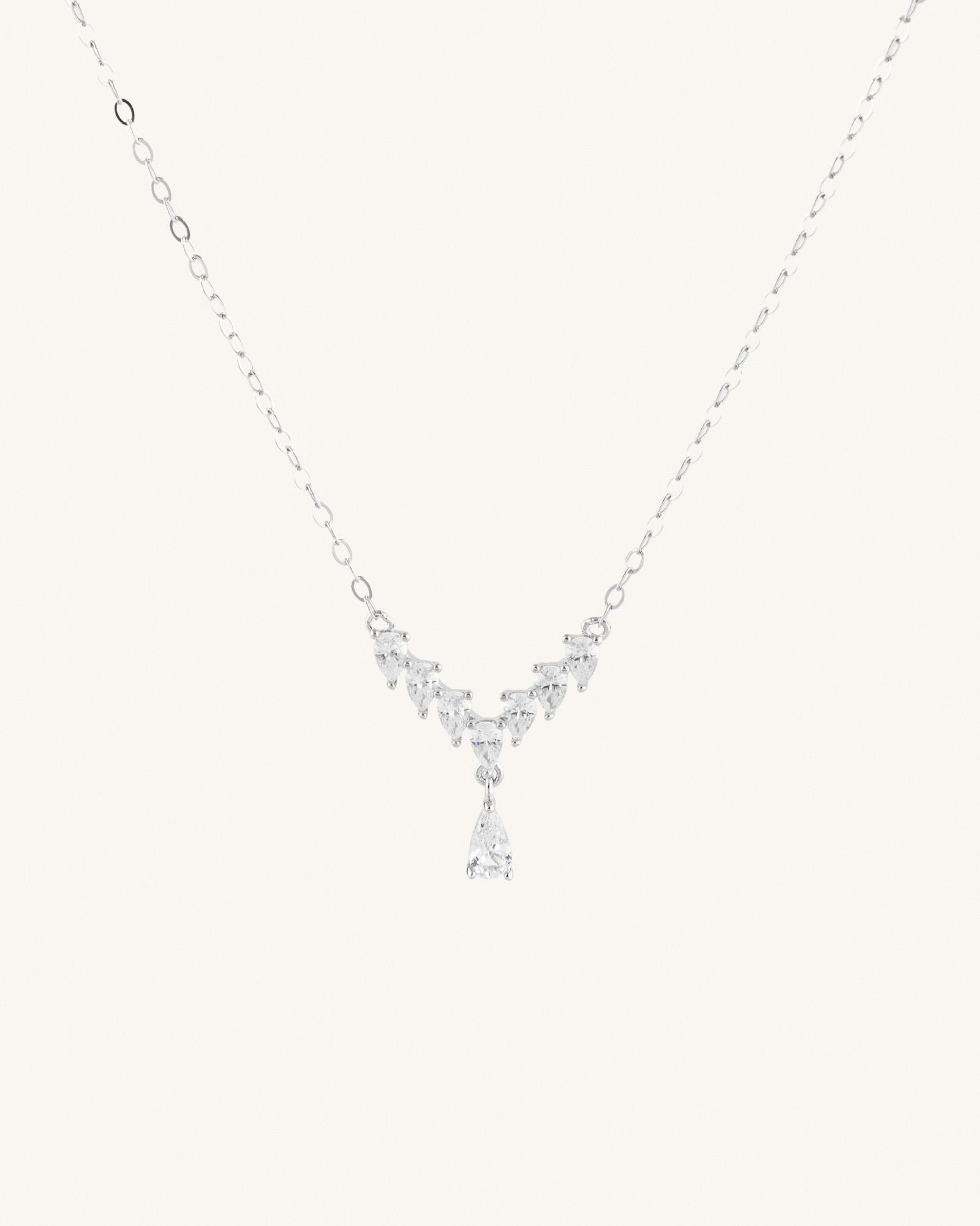 Κολιέ Με Σταγόνα V Sterling Silver 925 Crystal Drops
