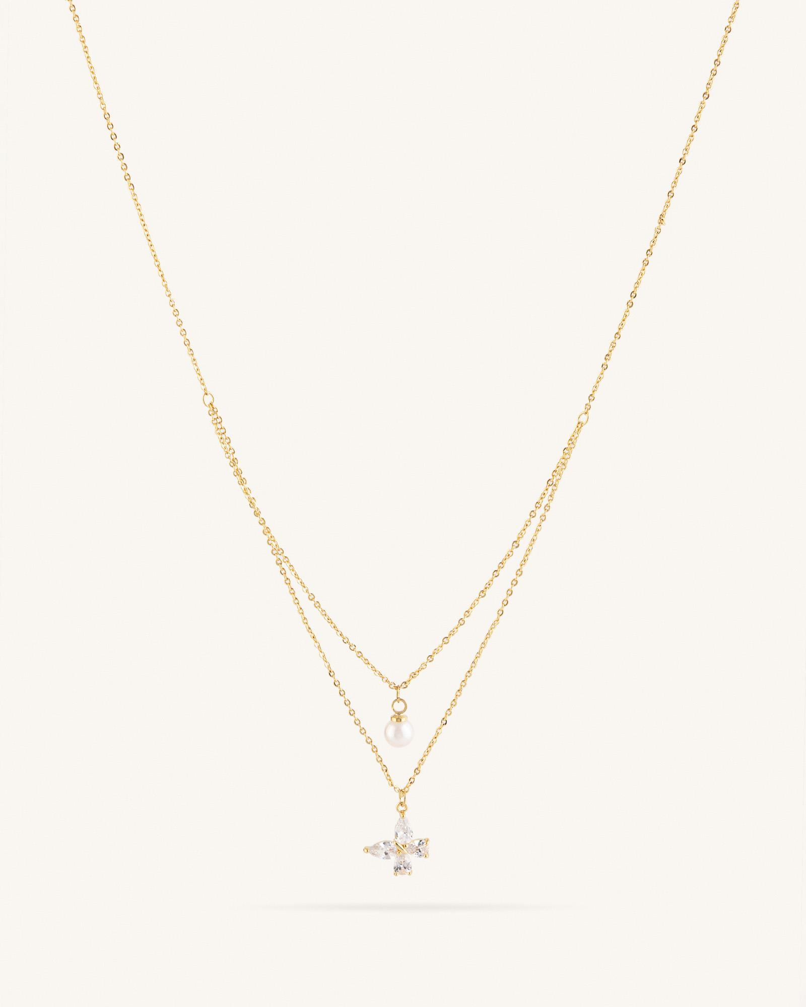 Κολιέ Διπλό Butterfly Pearl