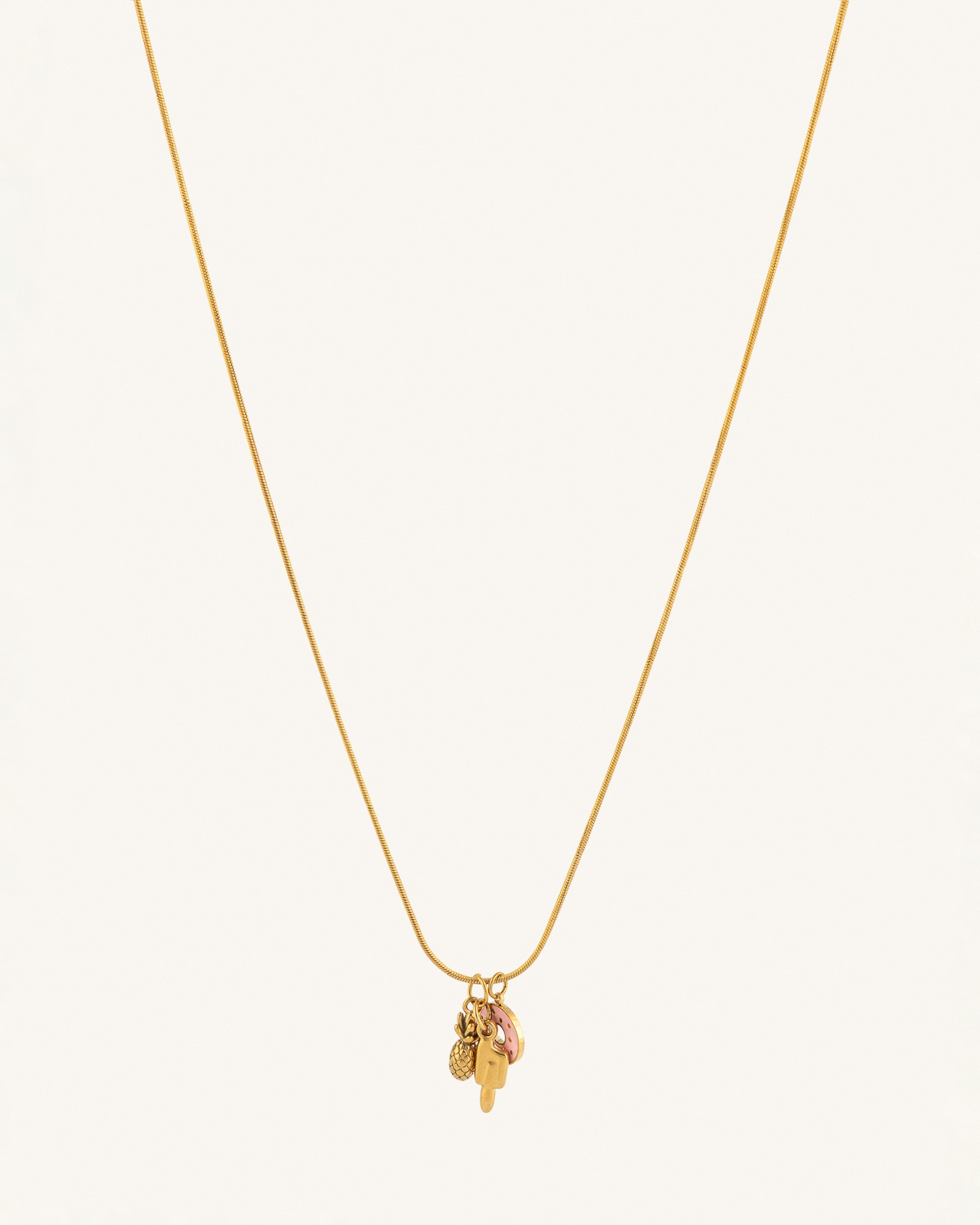 Κολιέ Snake Chain με Charms Ανανά Παγωτό και Ντόνατ
