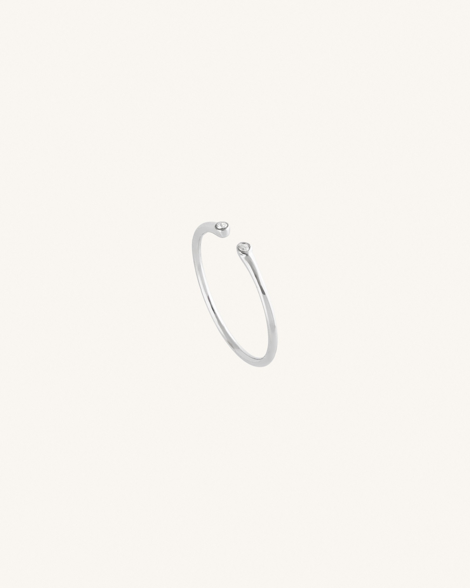 Δαχτυλίδι Γυναικείο Ρυθμιζόμενο Minimal με Διπλό Bezel Ζιργκόν Dainty Dots