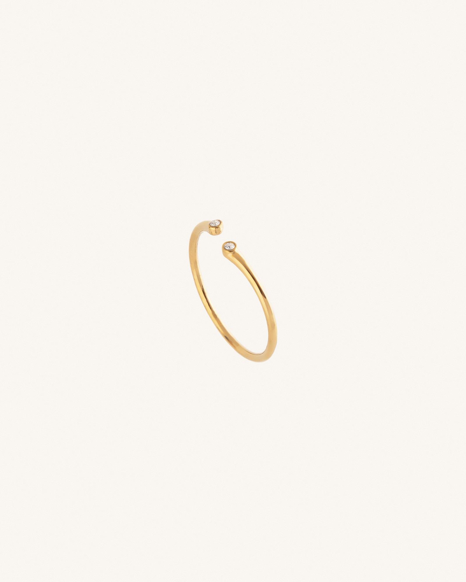 Δαχτυλίδι Γυναικείο Ρυθμιζόμενο Minimal με Διπλό Bezel Ζιργκόν Dainty Dots