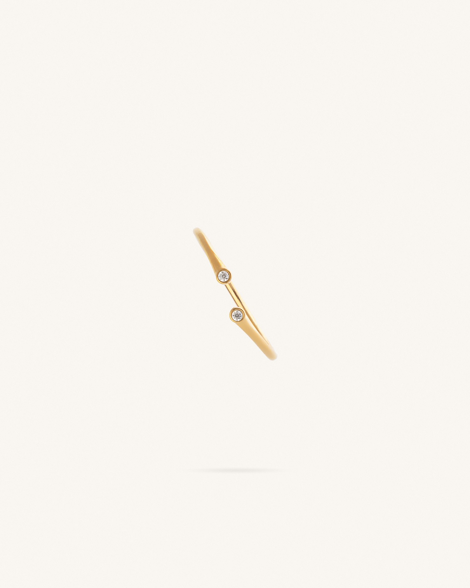 Δαχτυλίδι Γυναικείο Ρυθμιζόμενο Minimal με Διπλό Bezel Ζιργκόν Dainty Dots