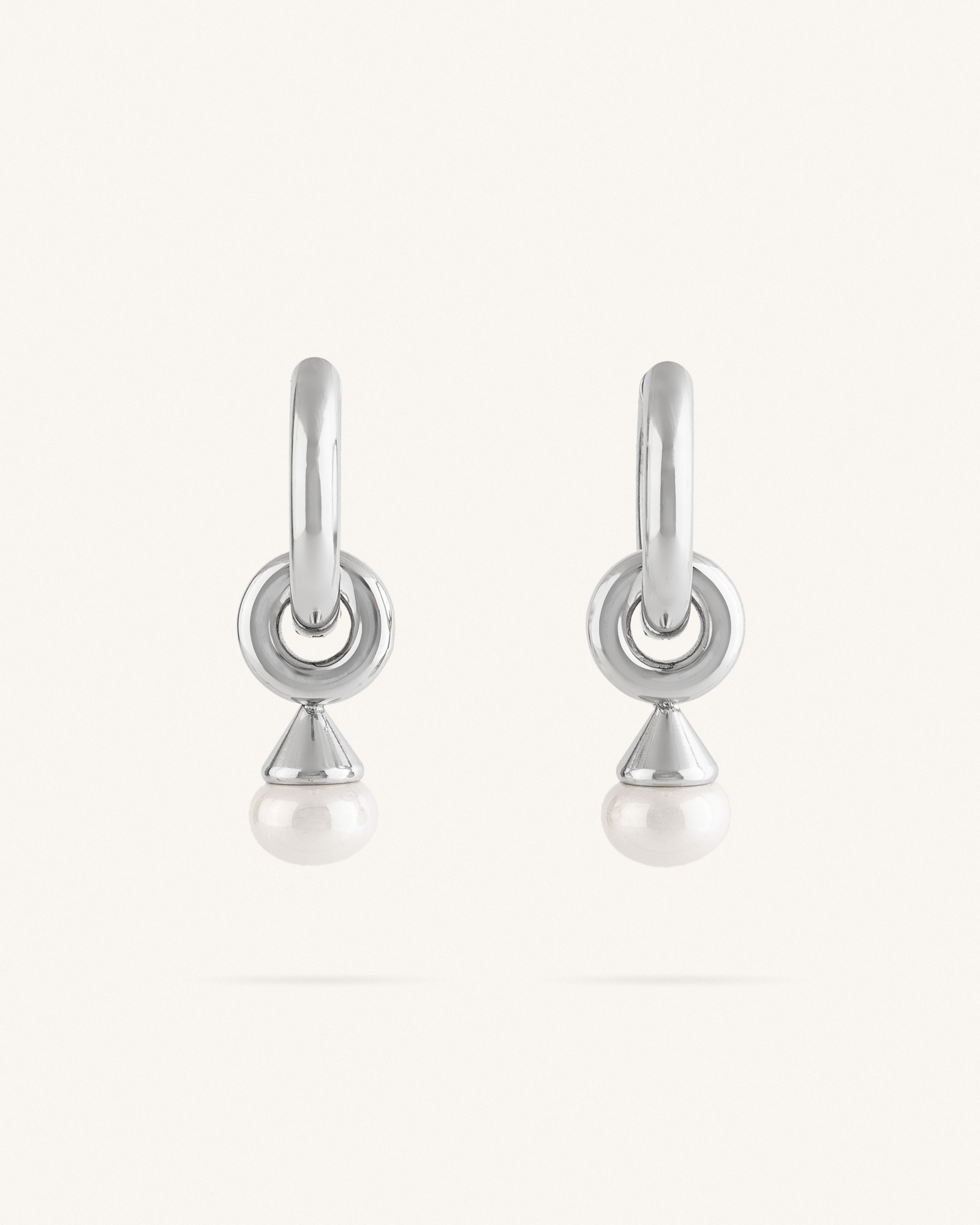 Σκουλαρίκια Κρίκοι με Κρεμαστή Πέρλα Pearl Drop Hoops
