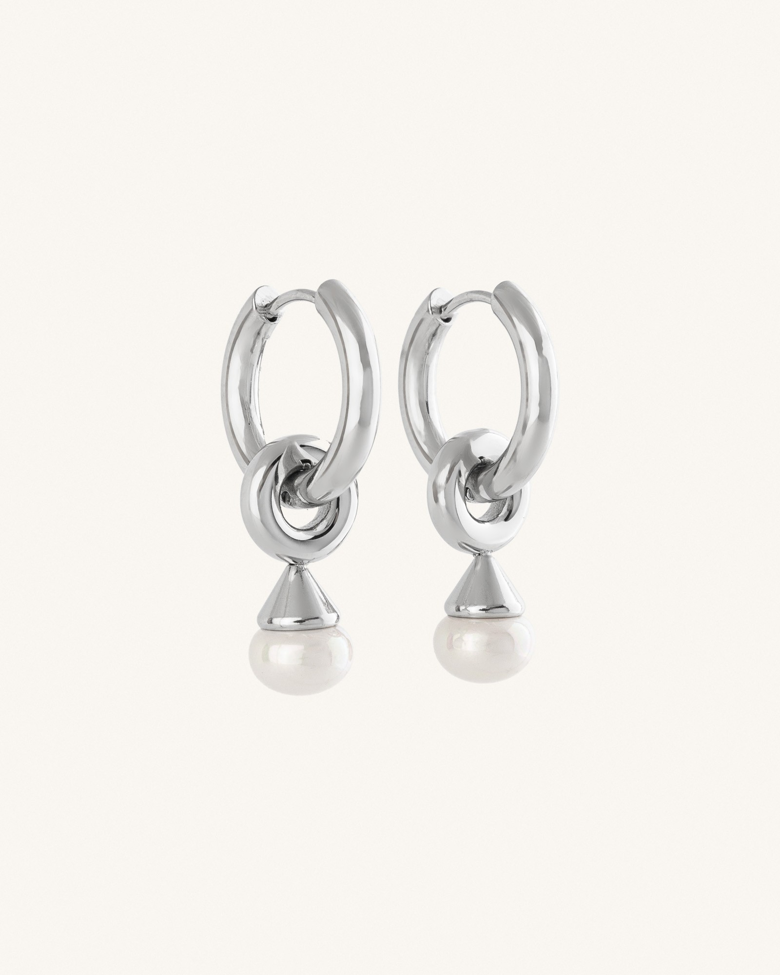 Σκουλαρίκια Κρίκοι με Κρεμαστή Πέρλα Pearl Drop Hoops