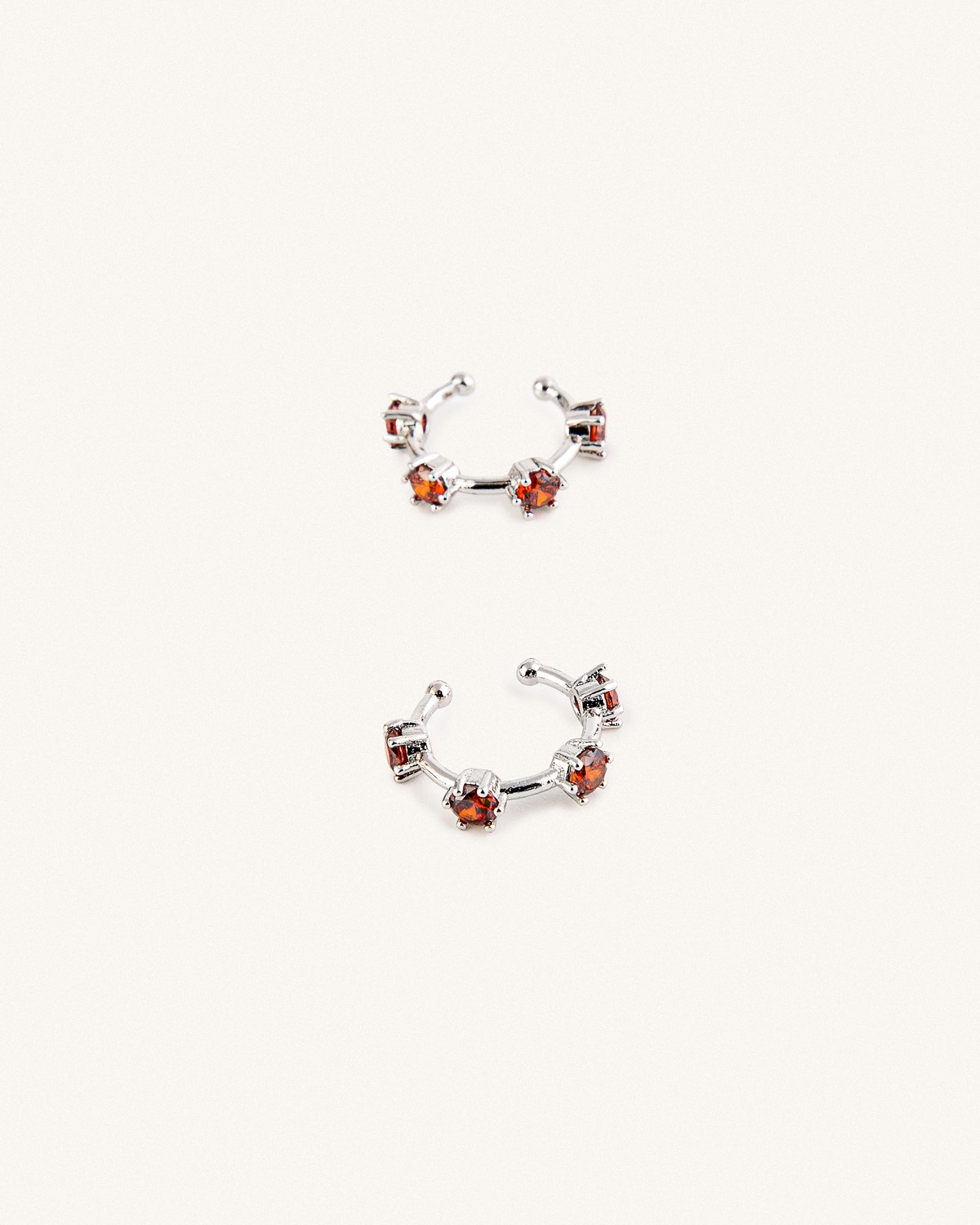 Ear Cuff Aσημί/Κόκκινο Romeon