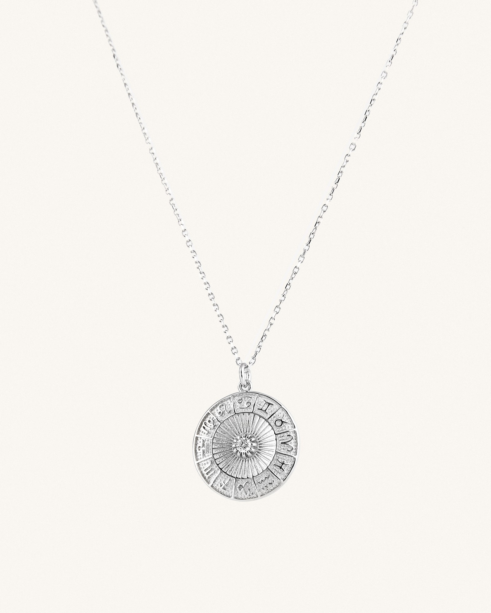 Κολιέ Ασημί Sterling Silver 925 Zodiac Coin