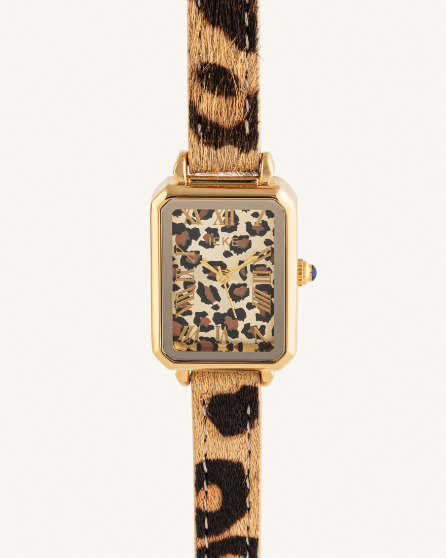 Γυναικείο Ρολόι Leopard Με Δερμάτινο Λουράκι Stainless Steel 3ATM