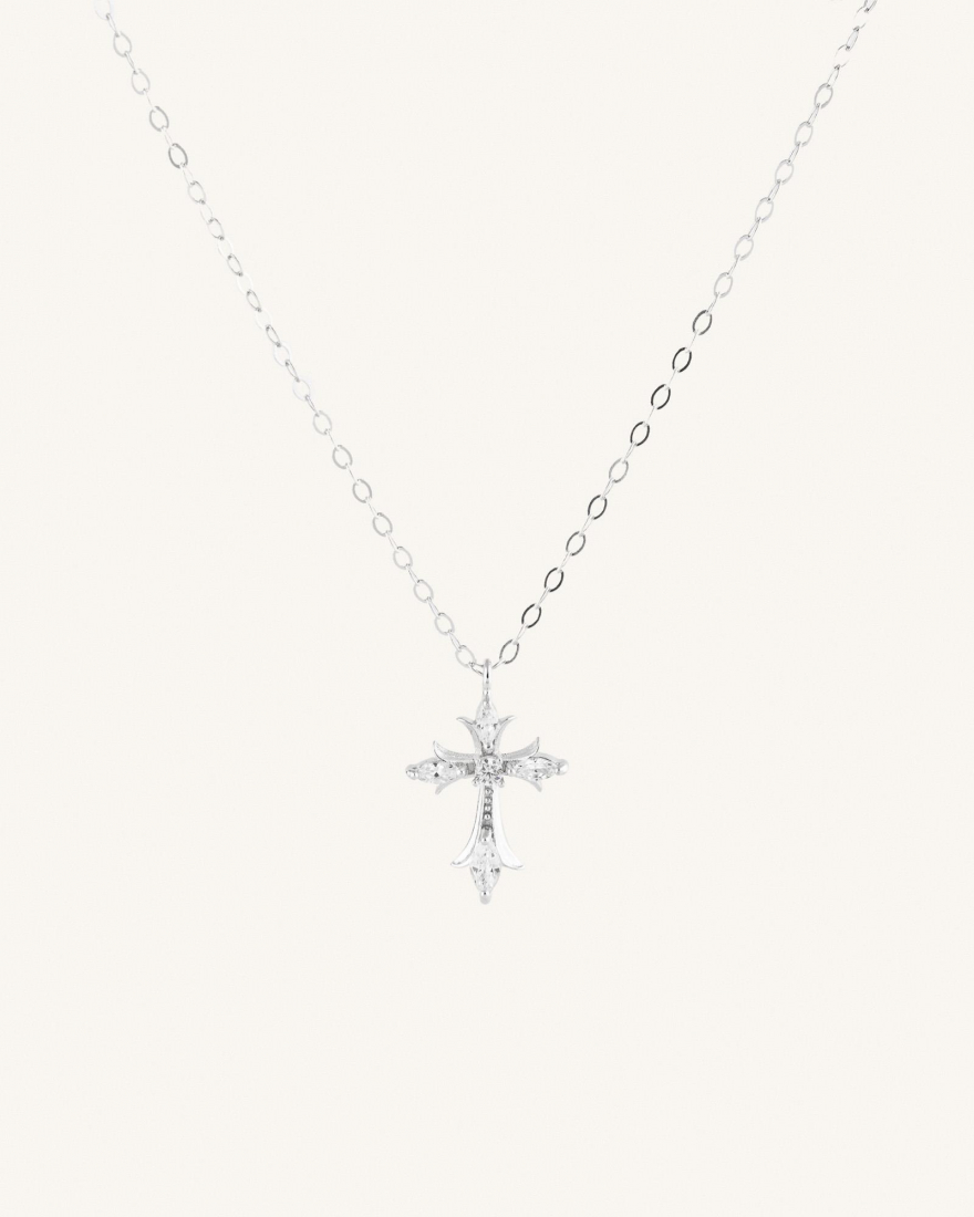 Κολιέ Με Σταυρό Και Ζιργκόν Sterling Silver 925 Revival