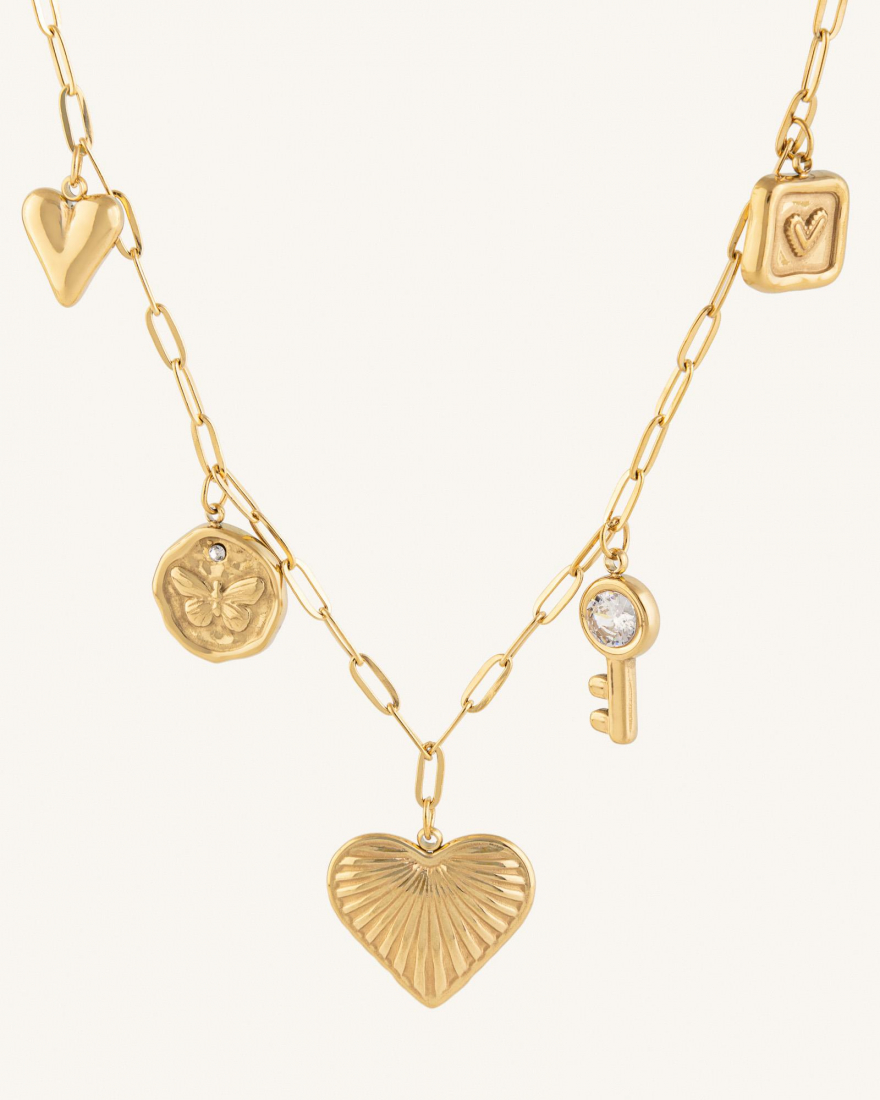 Κολιέ Με Charms Και Καρδιές Taormina