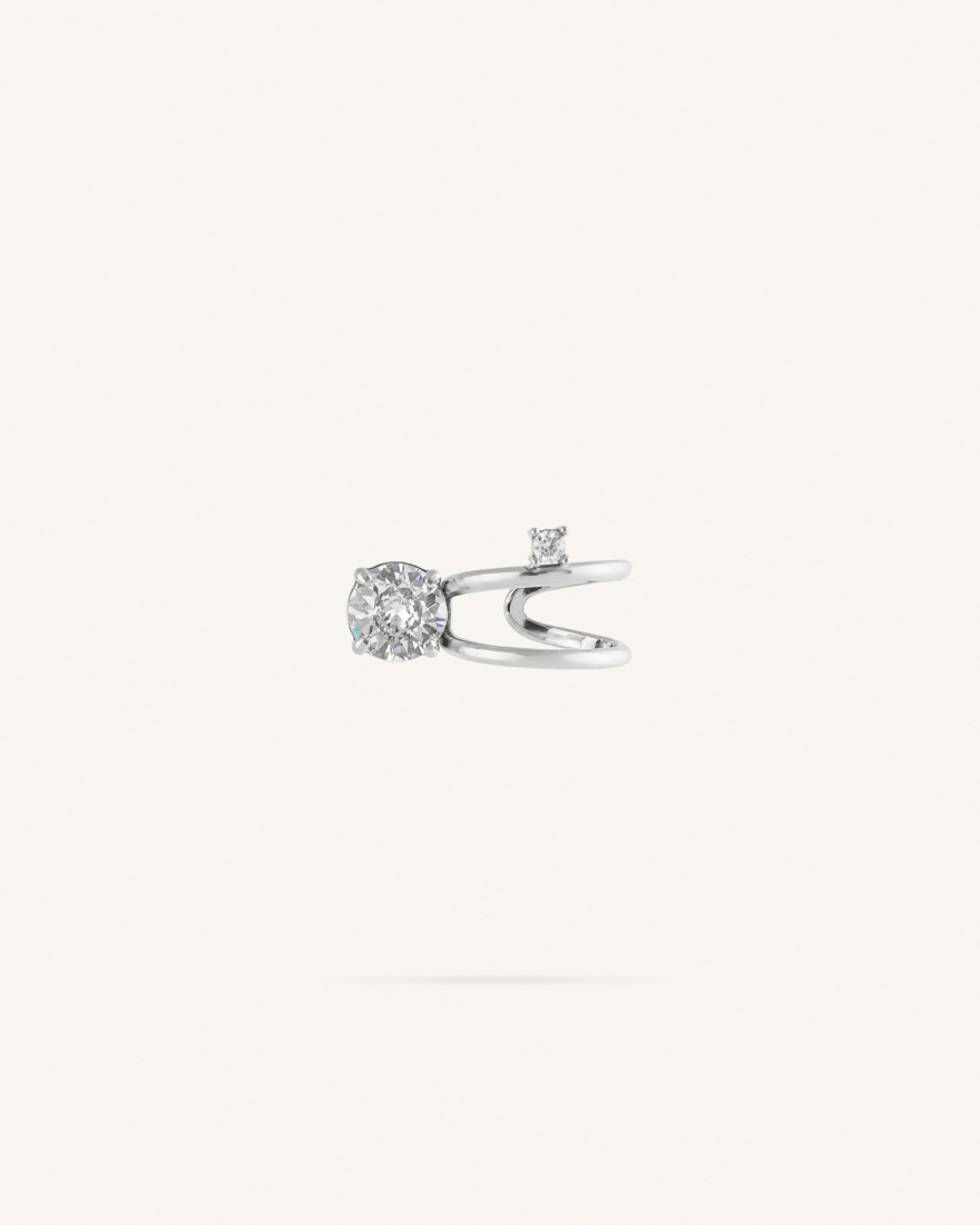 Σκουλαρίκι Ear Cuff με Στρογγυλά Ζιργκόν από Ανοξείδωτο Ατσάλι