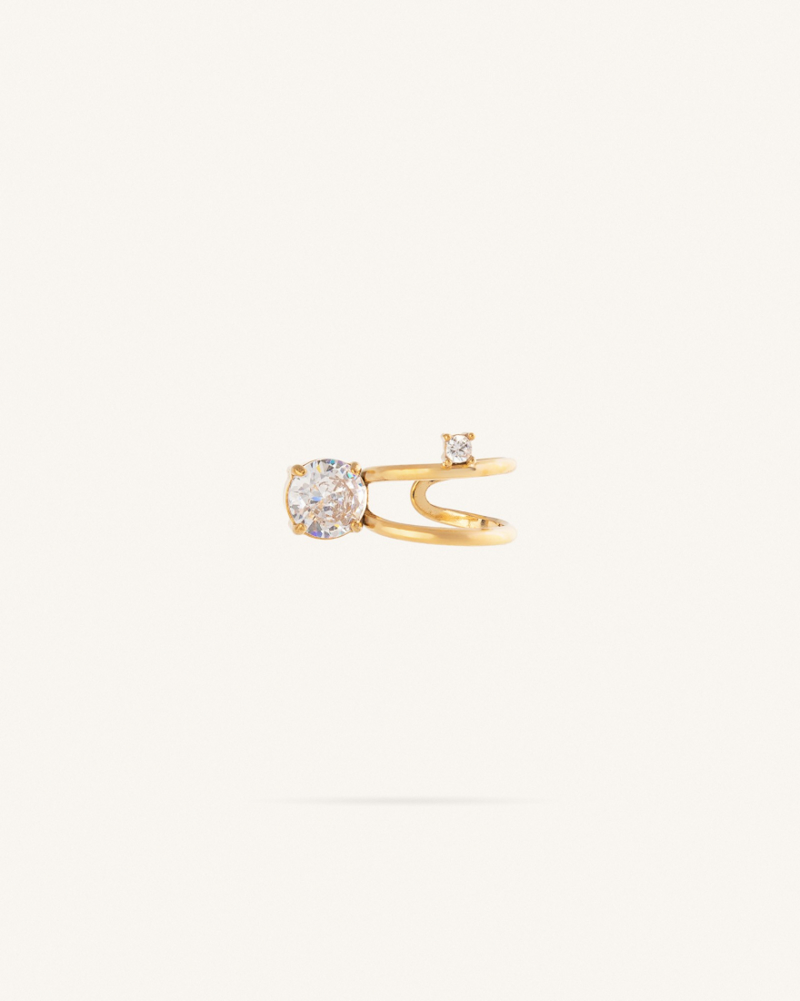 Σκουλαρίκι Ear Cuff με Στρογγυλά Ζιργκόν από Ανοξείδωτο Ατσάλι