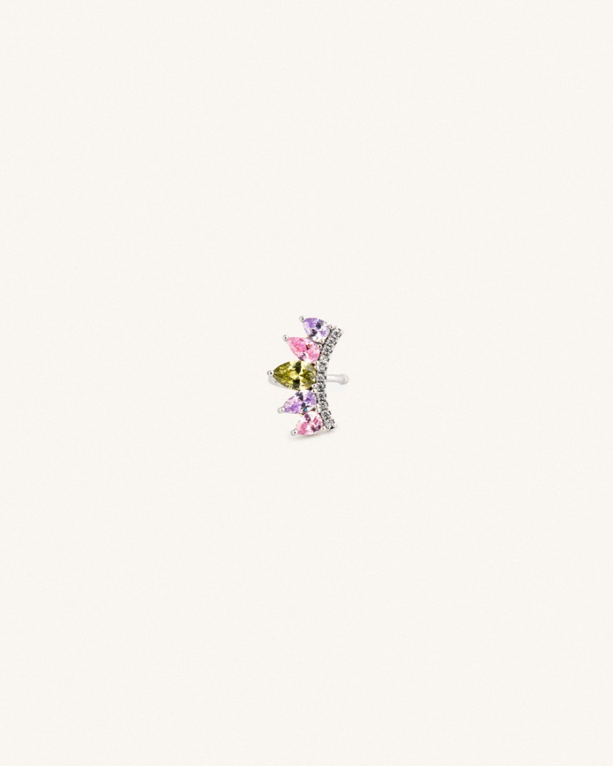 Ear Cuff Floret Crown Ασημί-Παστέλ
