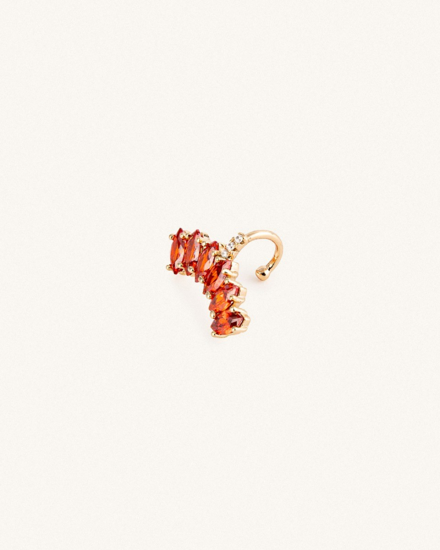Ear Cuff Ροζ Χρυσό/Κόκκινο Cenzina