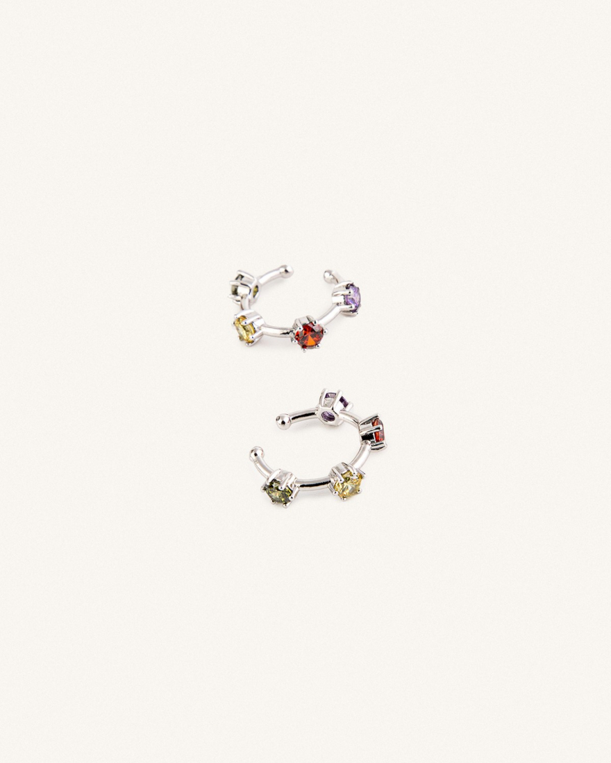 Ear Cuff Aσημί/Multicolour Romeon