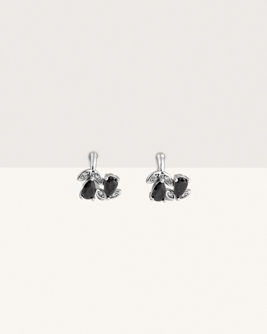 Ear Cuff Aσημί/Mαύρο Flowerins
