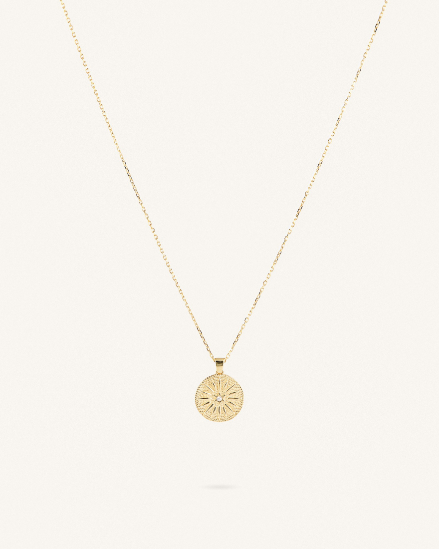 Κολιέ Χρυσό Sterling Silver 925 Sun Coin