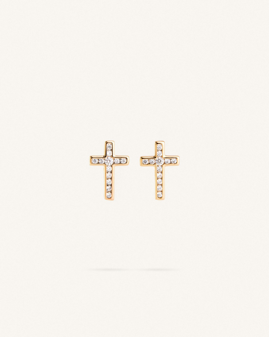 Σκουλαρίκια Huggie Crosses