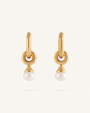Σκουλαρίκια Κρίκοι με Κρεμαστή Πέρλα Pearl Drop Hoops